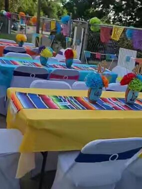 8 MEXICANA Bright Fiesta Table Covers & Colorful Mexican Stripe Runners